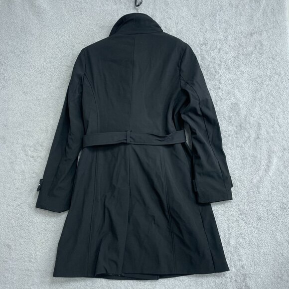 Halston Women's M Black Belted Trench Coat Water-Resistant Polyester JCK0229 - Picture 6 of 14